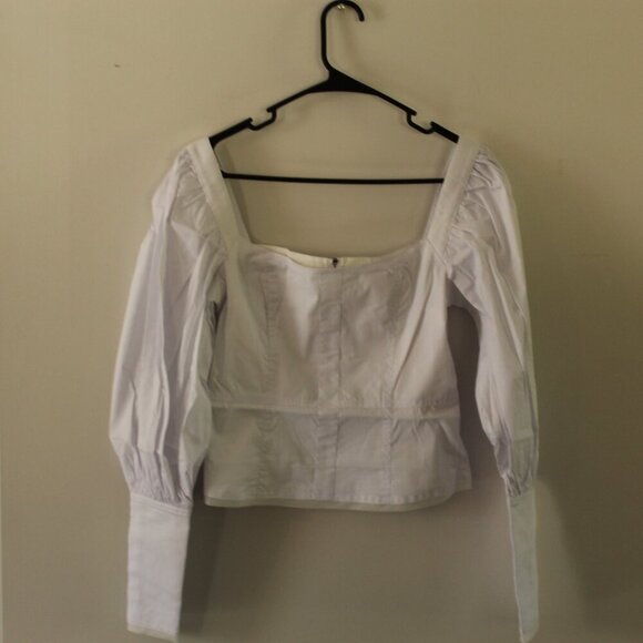 Choosy Priscilla Women White Top Puff Sleeve Size XS - Picture 4 of 12